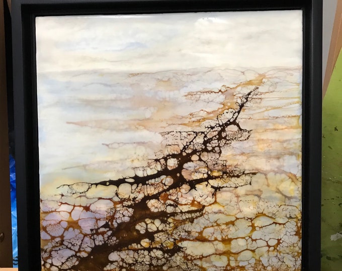 Original encaustic titled “Muddy Waters”/ Artist Nikki Bruchet