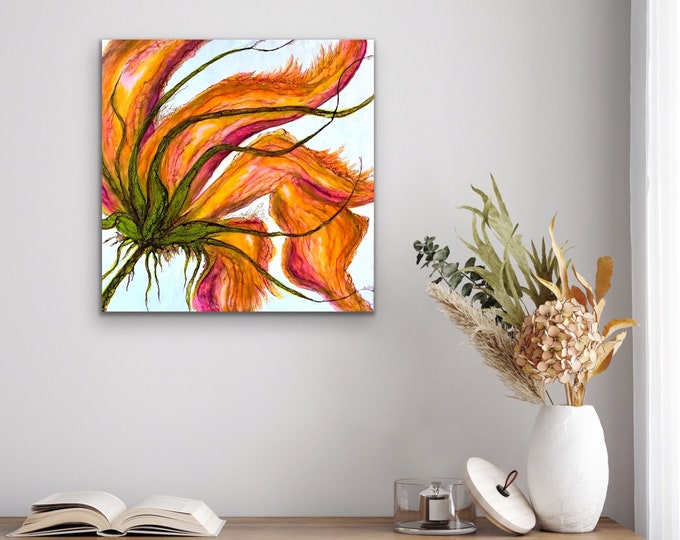 Floral encaustic titled “Sun Kissed"/ Artist Nikki Bruchet