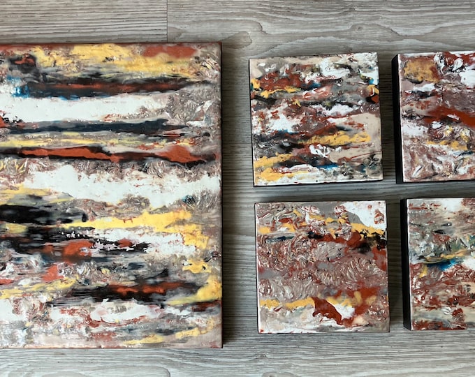 Abstract encaustic titled “Desert Sands" / Artist Nikki Bruchet