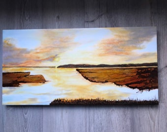 Original,  encaustic titled "On Golden Bay” / Artist Nikki Bruchet