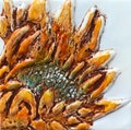 Floral encaustic titled "Sunflower "   / Artist Nikki Bruchet