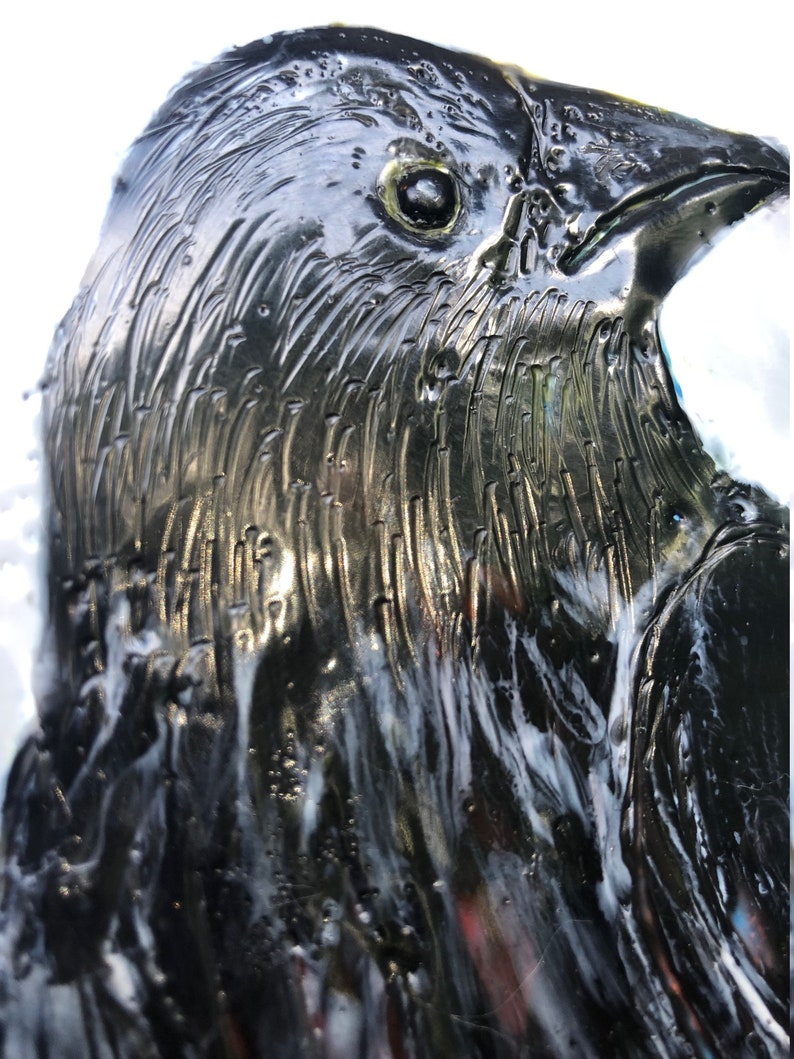 Encaustic Bird painting Mischievous Artist Michele Bruchet