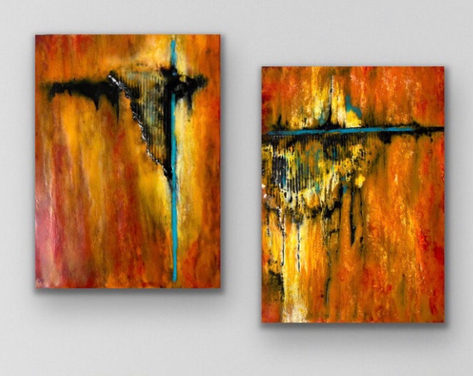 Original encaustic titled "Scorched Duo ” series / Artist Nikki Bruchet