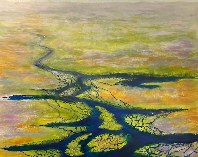 Original, Encaustic, Landscape,  titled "Spurgeon Creek"   / Artist Nikki Bruchet