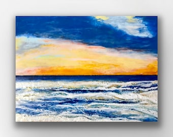 Original encaustic titled "Sunset Bay ”/ Artist Nikki Bruchet