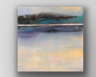 Original encaustic titled "Near or Far”/  Artist Michele Bruchet