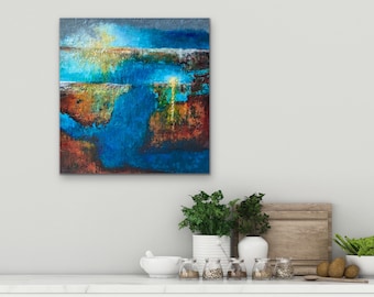 Original, Encaustic, Landscape,  titled "Emerged from the Deep” / Artist Nikki Bruchet
