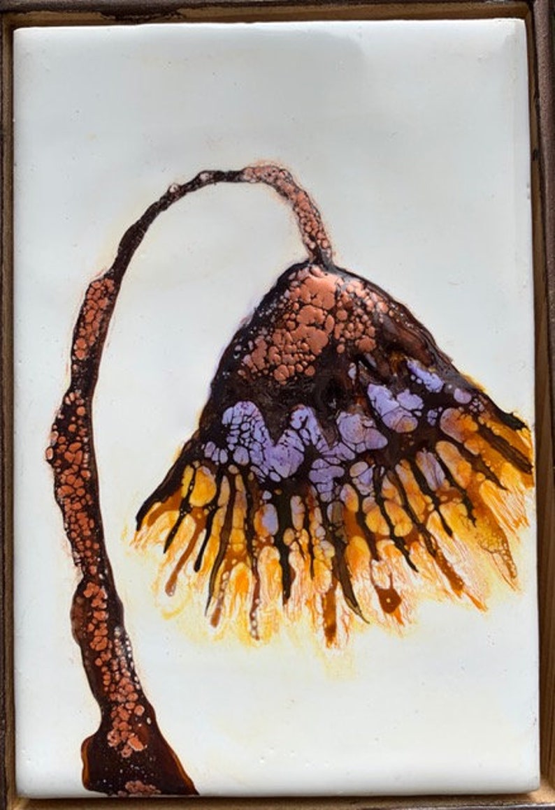 Original floral encaustic titled Unnamed Artist Nikki Bruchet