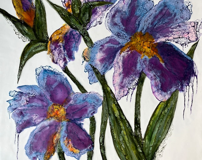 Floral encaustic titled “Violacious"/ Artist Nikki Bruchet
