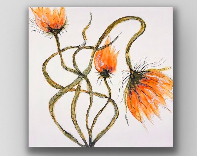 Floral encaustic titled “Sprung"   / Artist Nikki Bruchet