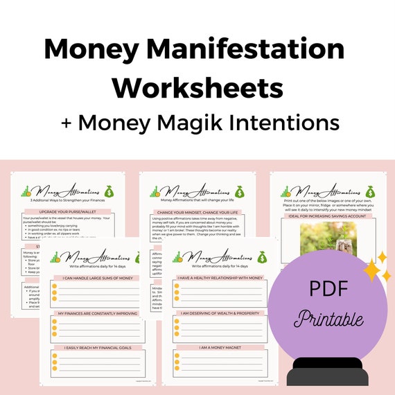 Money Affirmation Worksheets Money Magick Money Mantra - Etsy