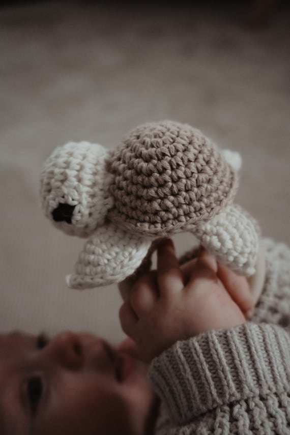 Rassel Schildkröte Naturholz mint grün, personalisiertes Geburtsgeschenk Baby