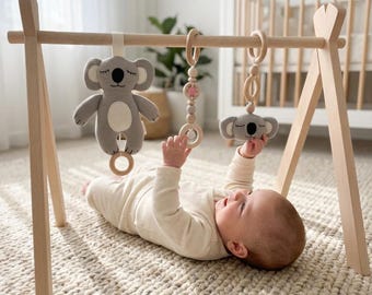 Arco de juegos de madera para bebés: caja de música personalizada, juguete Montessori para bebés, regalo de nacimiento y bautizo