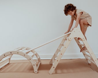 Triángulo de escalada, triángulo de Pikler, Montessori, arco de escalada, tobogán