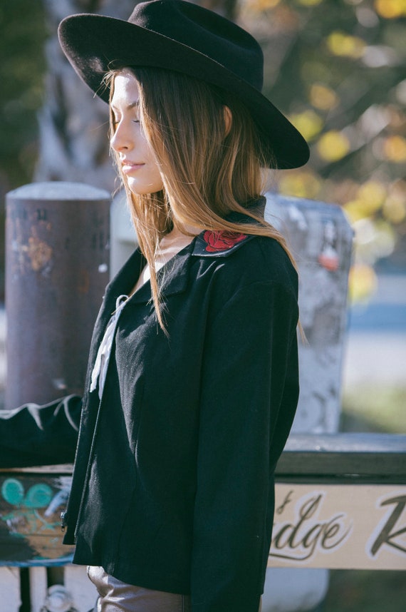 Contrast Collar Rose Patch Jacket - image 2