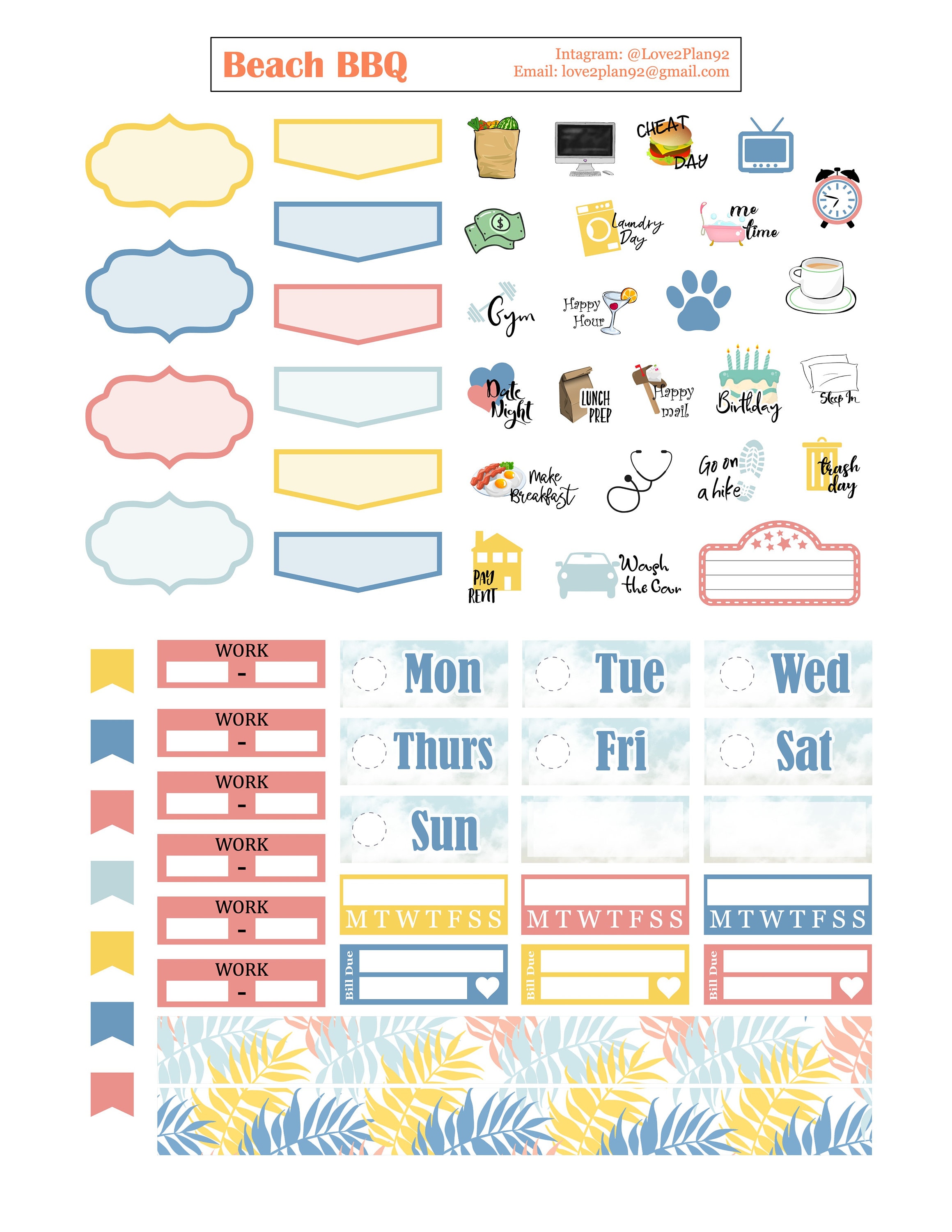 Beach BBQ Recollections Weekly Planner Happy Planner Weekly Stickers EC Beach BBQ Recollections Weekly Planner Happy Planner Weekly Stickers EC