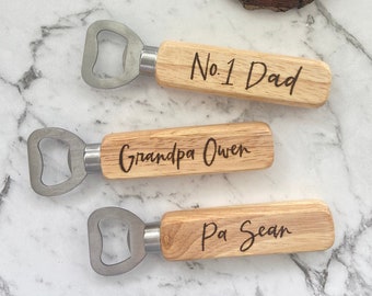 Wood Burned Bottle Opener | Personalised Wood Bottle Opener | Father's Day Gift for Dad | Gifts for Him | Groomsman Proposal Gift