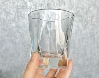 Personalised Whisky Glass Monogram | Custom Etched Glass Cup | Personalised Scotch Rocks Glass | Groomsmen Proposal Glass | Fathers Day Gift