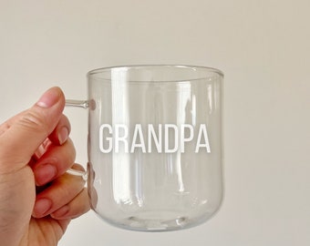 Personalised Glass Mug | Custom Etched Glass Mug | Engraved Glass | Customised Glass for Dad | Gift for Him | Father's Day Gift