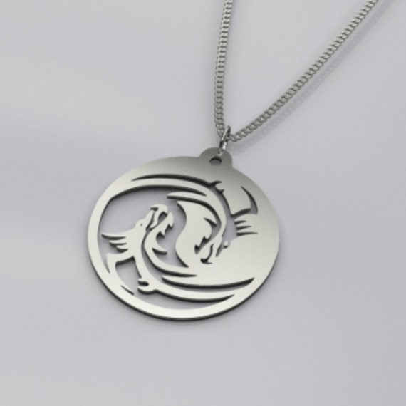 Sterling Silver Yin Yang Dragon Pendant