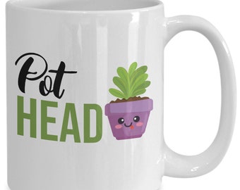 Pot Head Mug, Funny Plant Mug, Houseplant Mug, Gardening Mug, Novelty Coffee, Tea Cup Gift Idea