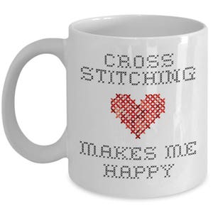 Taza de punto de cruz, café de costura cruzada, taza de té para cross Stitchers idea de regalo