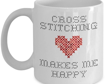 Caneca de ponto cruz, café de costura cruzada, xícara de chá para ideia de presente de ponto cruz