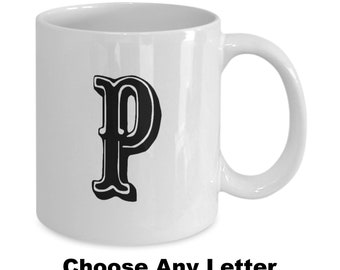 Bokstavsmugg, monogrammugg, initialmugg, alfabetsmugg, stor anpassad stor bokstav, monogramkaffe, tekopp presentidé