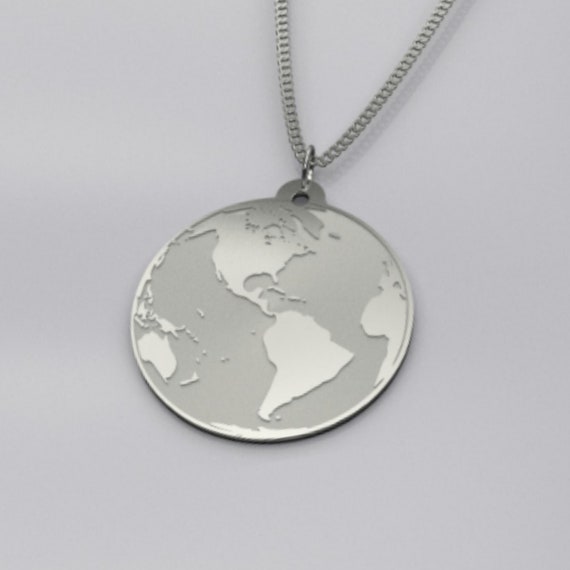 Globe Pendant Necklace World Map 925 Sterling - Silver World Globe Pendant Globe Pendant Necklace World Map 925 Sterling - Silver World Globe Pendant