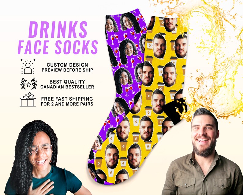 Personalized Drinks Face Sock image 1