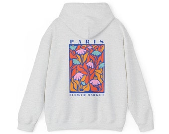 Paris Flower Market Hoodie, Oversized Hoodie, Floral Botanical Hoodie