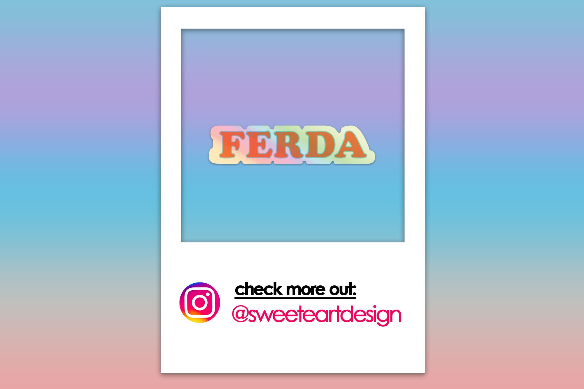 Ferda Sticker Holographic FERDA Text Sticker - Etsy