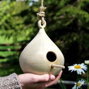 Birdhouse – Pottery drop shaped bird house, Hanging pottery bird house, Garden decoration, Ceramic, Stoneware, Handmade, Wheel thrown