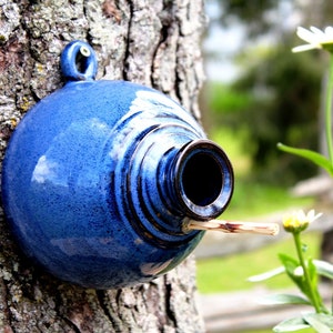 Birdhouse – Pottery wall bird house, Hanging bird house, Bird bottle, Garden decoration, Ceramic, Stoneware, Handmade, Wheel thrown