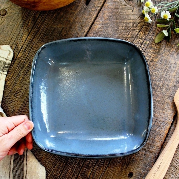 Casserole dish – Pottery 22 cm square pan, Square deep dish, Casserole dish, Baking dish, Ceramic, Stoneware, Handmade, Slab rolled