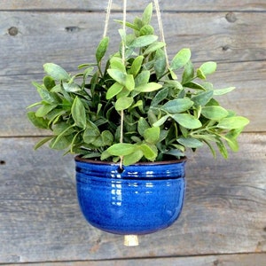 Hanging planter – Pottery small straight hanging planter with drainage hole and cork, Planter, Ceramic, Stoneware, Handmade, Wheel thrown