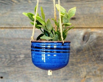 Hanging planter – Pottery mini straight hanging planter with drainage hole and cork, Planter, Ceramic, Stoneware, Handmade, Wheel thrown