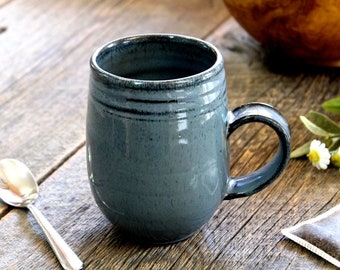 Coffee mug – Pottery large U-shaped coffee mug, 600 ml pottery mug, Latte mug, Large ceramic mug, Stoneware, Handmade, Wheel thrown