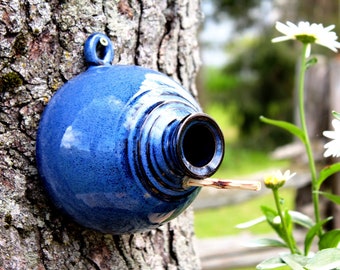 Birdhouse – Pottery wall bird house, Hanging bird house, Bird bottle, Garden decoration, Ceramic, Stoneware, Handmade, Wheel thrown