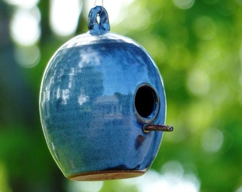 Birdhouse – Pottery ball shaped bird house, Hanging pottery bird house, Garden decoration, Ceramic, Stoneware, Handmade, Wheel thrown