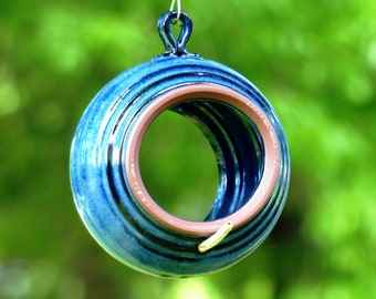 Bird feeder – Pottery rounded bird feeder, Hanging pottery bird feeder, Garden decoration, Ceramic, Stoneware, Handmade, Wheel thrown