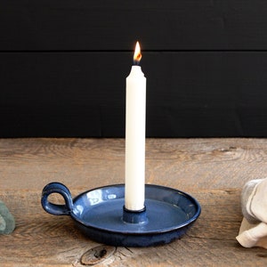 Candleholder – Pottery large candlestick holder with handle, Pottery taper candle holder, Ceramic, Stoneware, Handmade, Wheel thrown