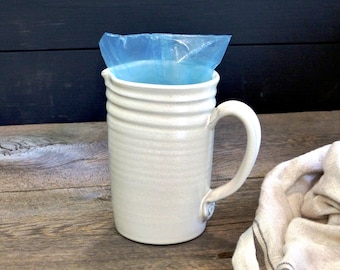 Pitcher – Pottery milk bag holder, 1,25 L water pitcher, Large pitcher, Pottery jug, Ceramic jug, Ceramic, Stoneware, Handmade, Wheel thrown