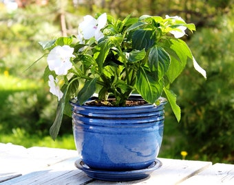 Planter– Pottery medium straight planter, Flower pot with optional drainage hole and saucer, Ceramic, Stoneware, Handmade, Wheel thrown