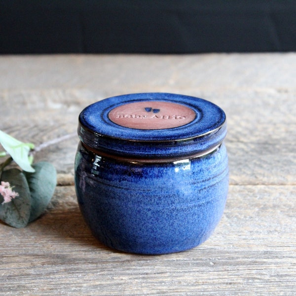 Personalised urn - Pottery extra small cremation urn, 25 cubic inch, Human or pet, Mini ash jar, Ceramic, Stoneware, Handmade, Wheel thrown