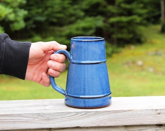 Beer mug - Pottery 800ml cone-shaped extra-large coffee mug, Jumbo mug, Tankard, Stein, Pint, Ceramic, Stoneware, Handmade, Wheel thrown