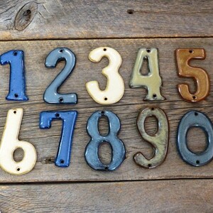 House numbers – Pottery address numbers, Ceramic indoor and outdoor door number, Address sign, Ceramic, Stoneware, Handmade, Slab rolled