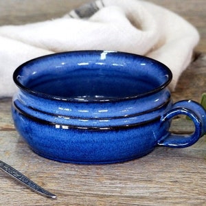 Coffee mug – Pottery large and low rounded coffee mug, 500 ml soup mug, Latte mug, Soup bowl, Ceramic, Stoneware, Handmade, Wheel thrown