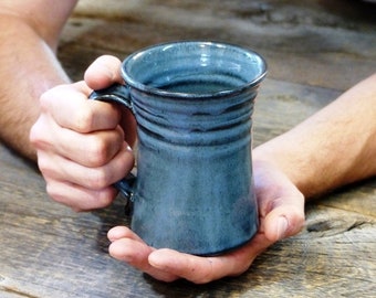 Coffee mug – Pottery large hourglass shaped coffee mug, 450 ml pottery mug, Large coffee cup, Ceramic, Stoneware, Handmade, Wheel thrown