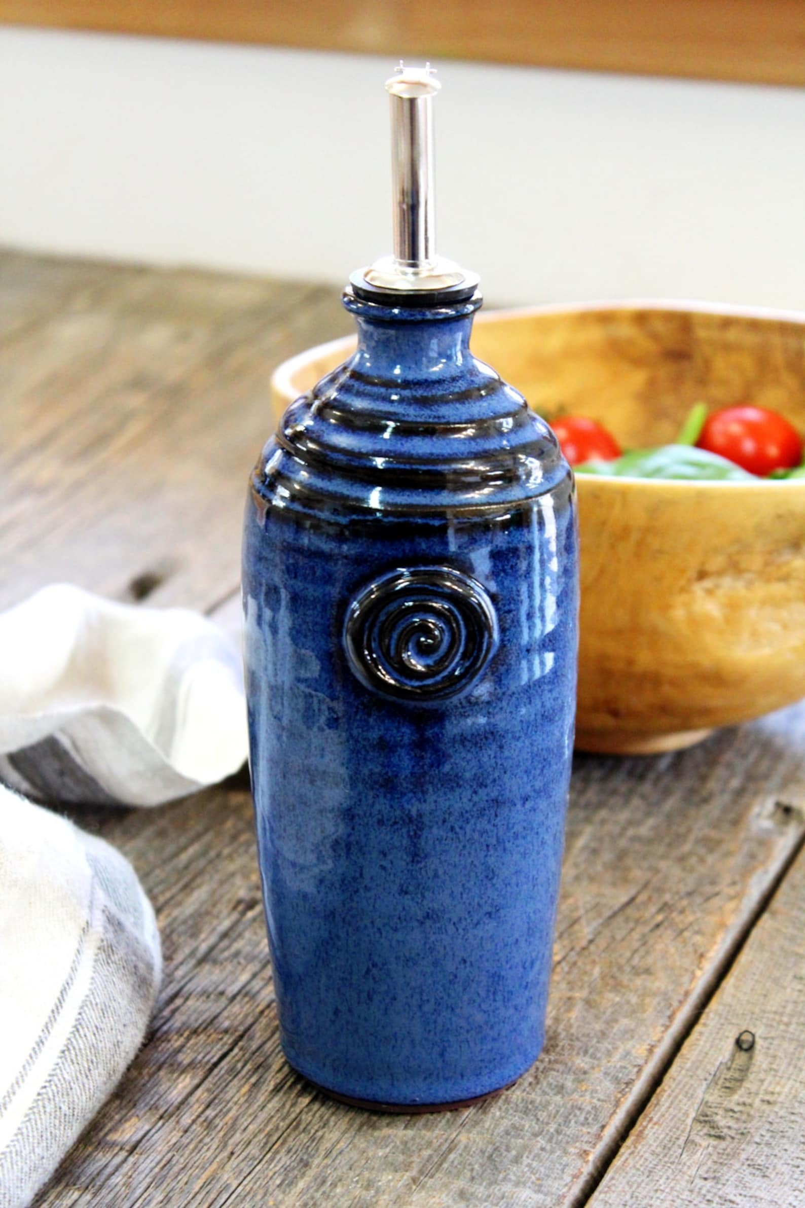 Olive Oil Cruet Pottery Oil Bottle With Spout 550 Ml Etsy Canada